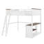 Lit mezzanine avec bureau, tablette ouverte et boîte de rangement, station de charge USB