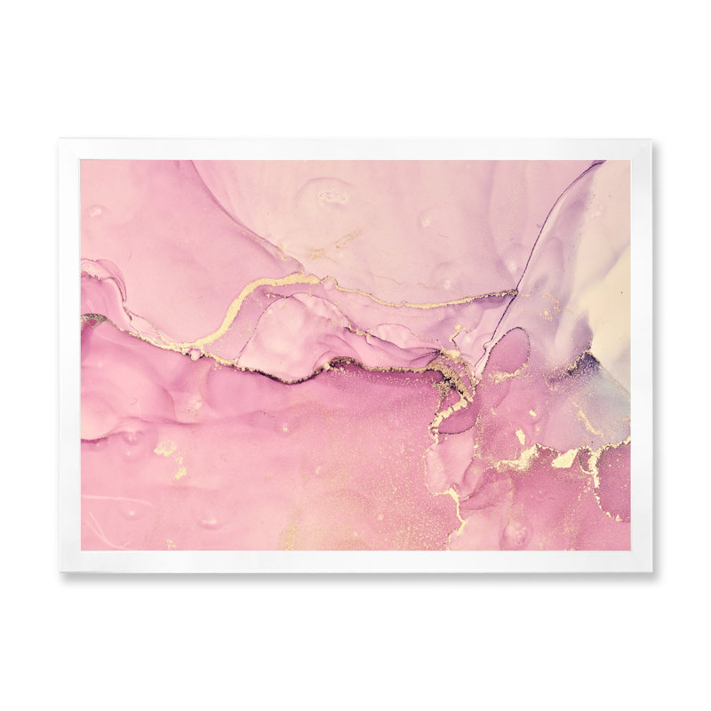 «Pink Marble Waves II», peinture sur toile, H 30 po x l 40 po x P 1,5 po, Cadre photo blanc