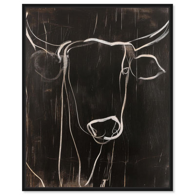 Bull on Black Canvas Print Farmhouse Art by Art Remedy