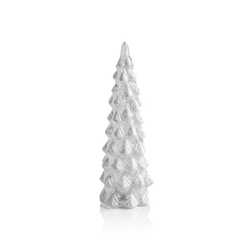 Mireille 2-Piece Set LED Snow Tabletop Trees, 12.25" H x 4.25" W x 4.25" D