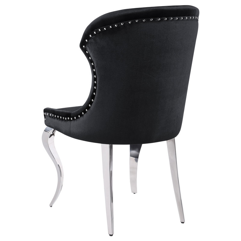 Kerasoula Velvet Side Chair Dining Chair Set of 2, Black