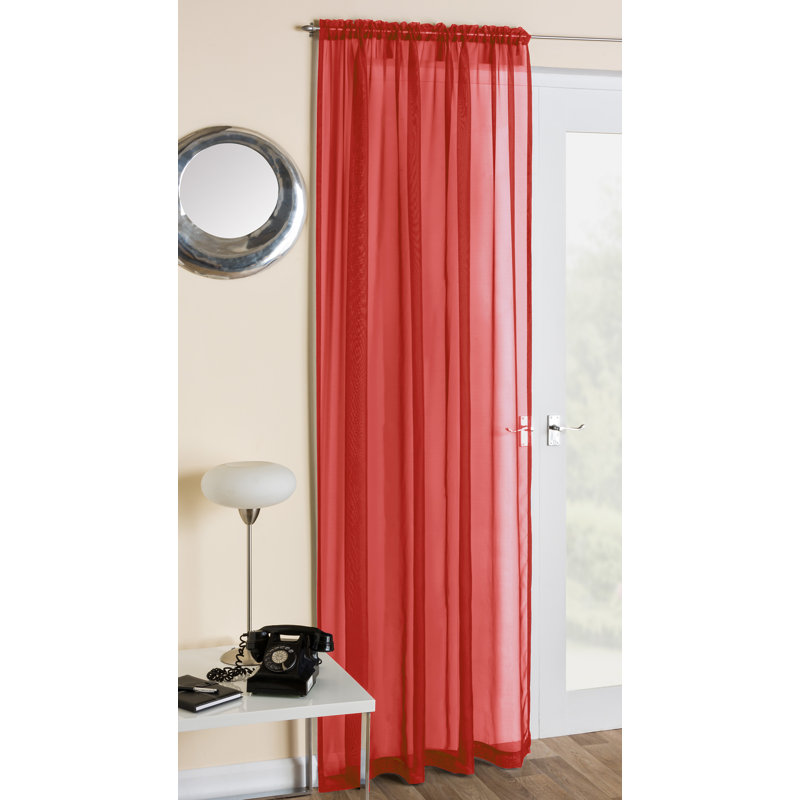 Morganne Slot Top Sheer Curtain, Red, Width 145 x Drop 137 cm