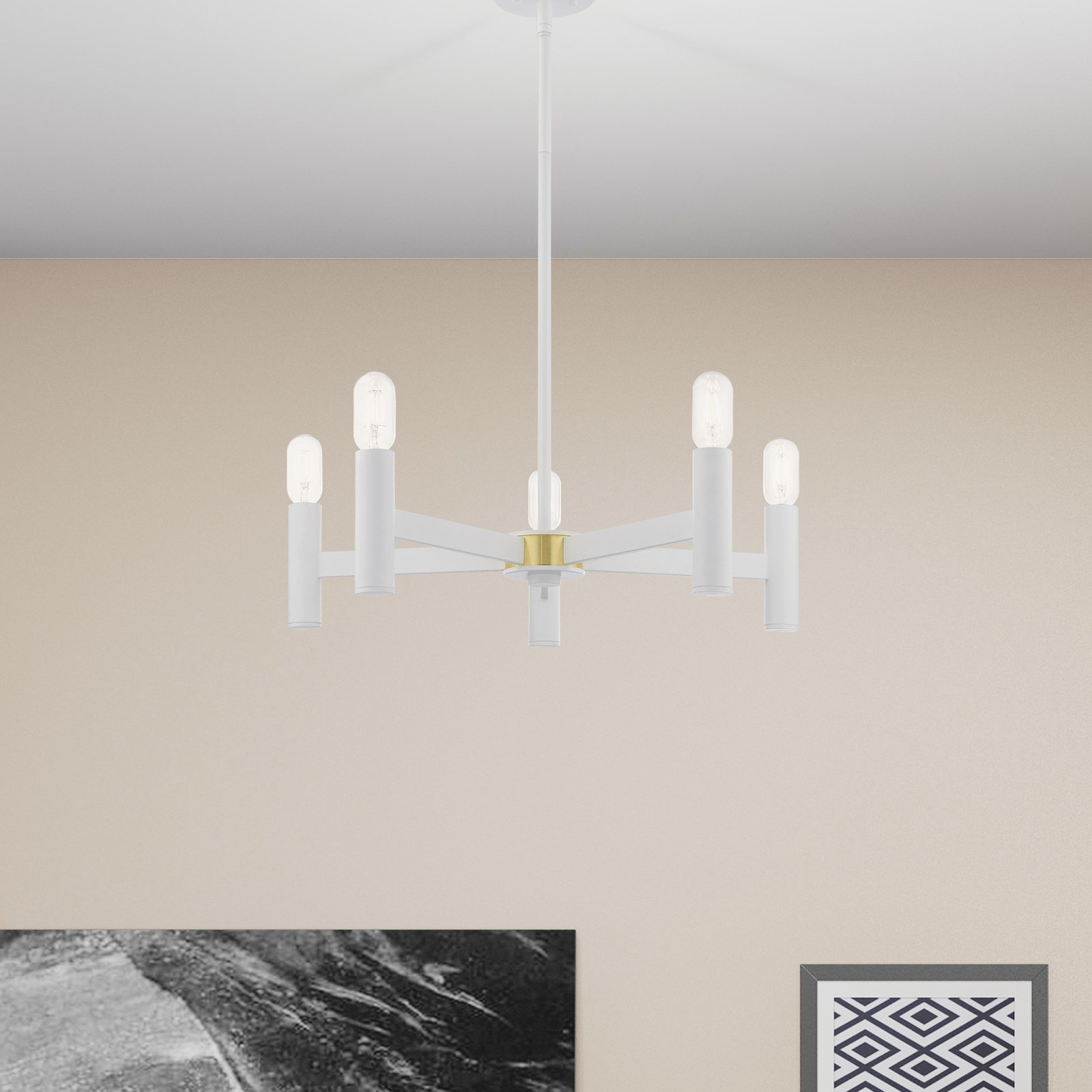 Martella 5-Light Chandelier, 6" H x 25" W x 25" D, White