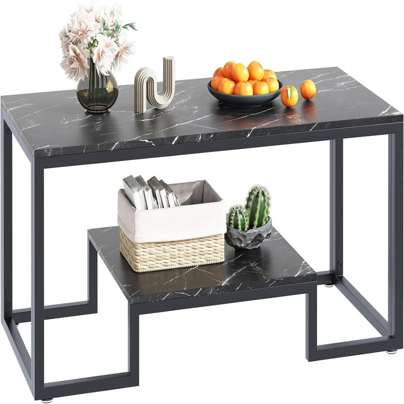 Daira Coffee Table with Storage, Black, Black