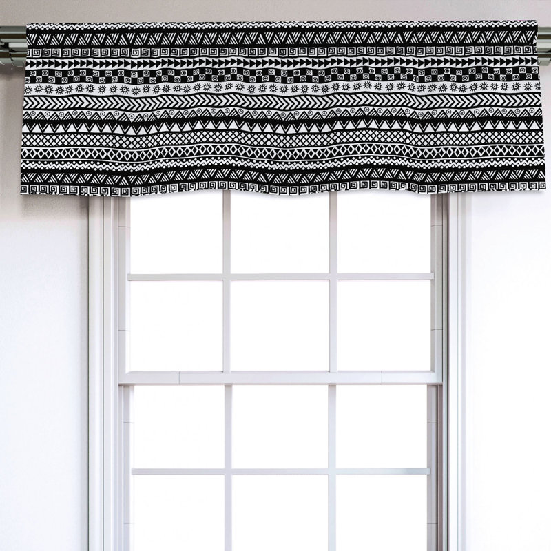 Sateen Geometric Ruffled Window Valance