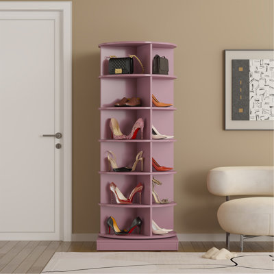 Range-chaussures rotatif rose 6 couches