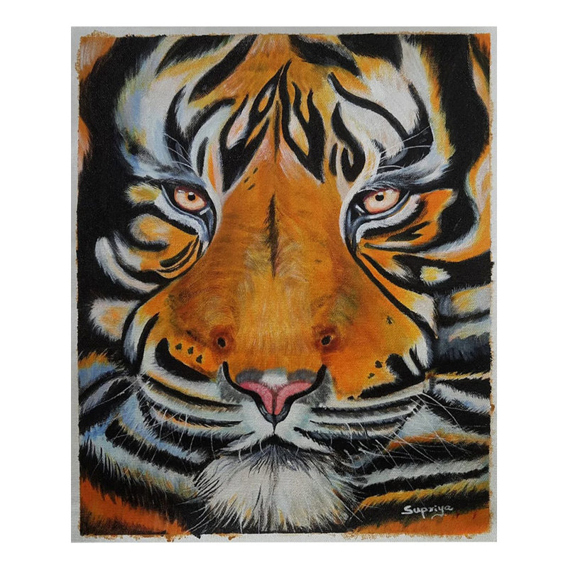 Des yeux vifs - Le tigre | Acrylique sur toile | Par Supriya Jammalamadaka