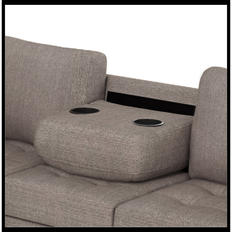 85" Wide Linen Sectional Corner Sofa L-shape Couch Space Saving with Storage Ottoman & Cup Holders Design for Large Space Dorm Apartment