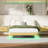 Queen Floating Bed Frame In Oak Color, Wave Curve Wood Design, Led Lights For Romantic Nights, Heavy Duty Metal Slats, Concealed Support Mechanism, Color - Changing Lighting Modes, Real Grain, Base,-1828002022-1828002020