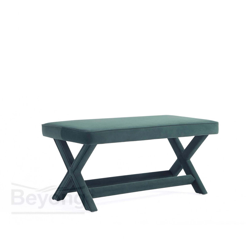 Banc rembourré en velours Abigail Mid-Century, Vert