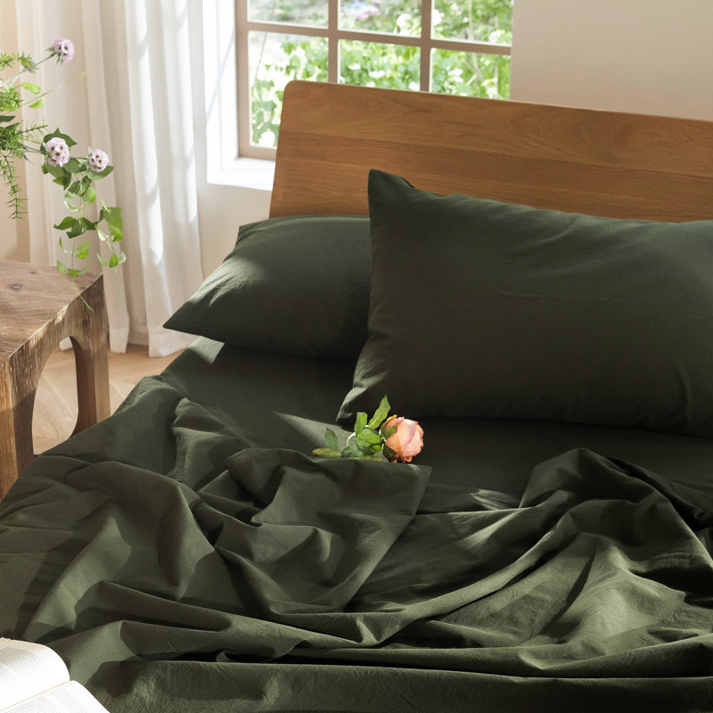 Fermeture de l'enveloppe des taies d'oreiller MooMee, Standard (20 po x 26 po), Vert olive