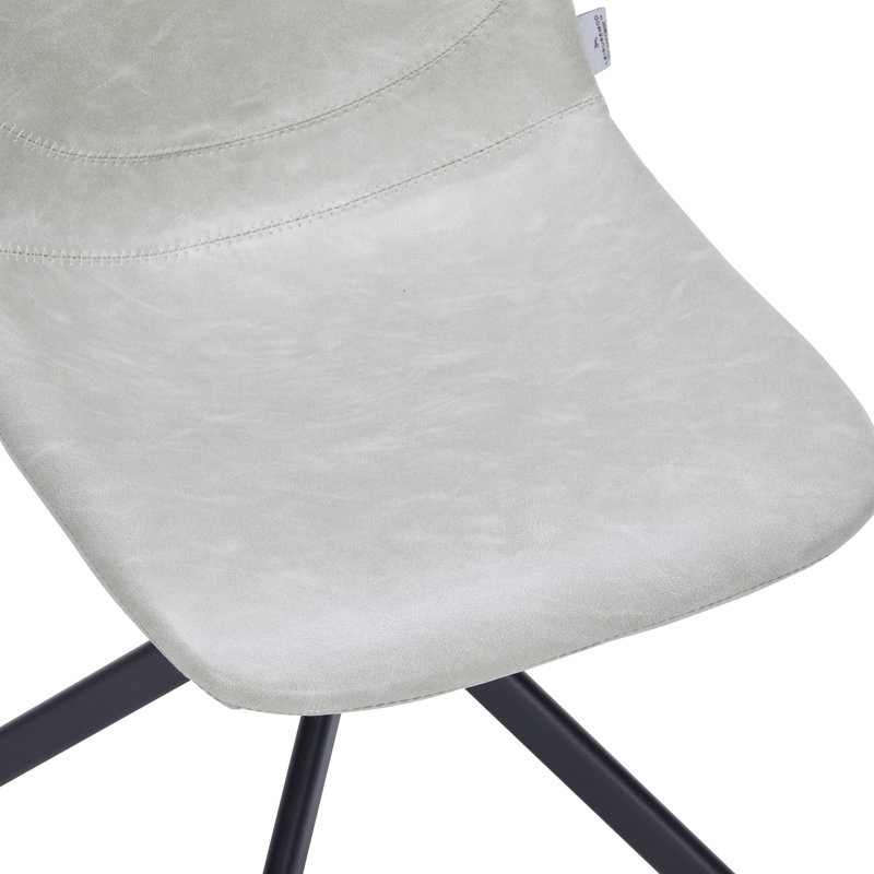 Matthew Leather Dining Side Chair With 360-Degree Swivel And Powder-Coated Iron Legs Matthew Collection, Gray, 1