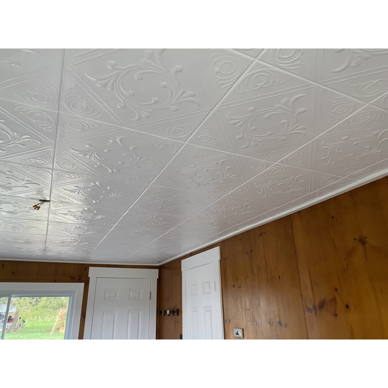 Carreaux de plafond en styromousse à coller, paquet de 24 (65 pieds carrés)