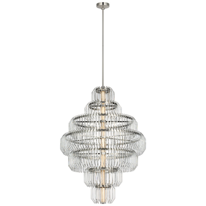 Waterford Killarney 32" Layered Chandelier with Clear Crystal, Polished Nickel