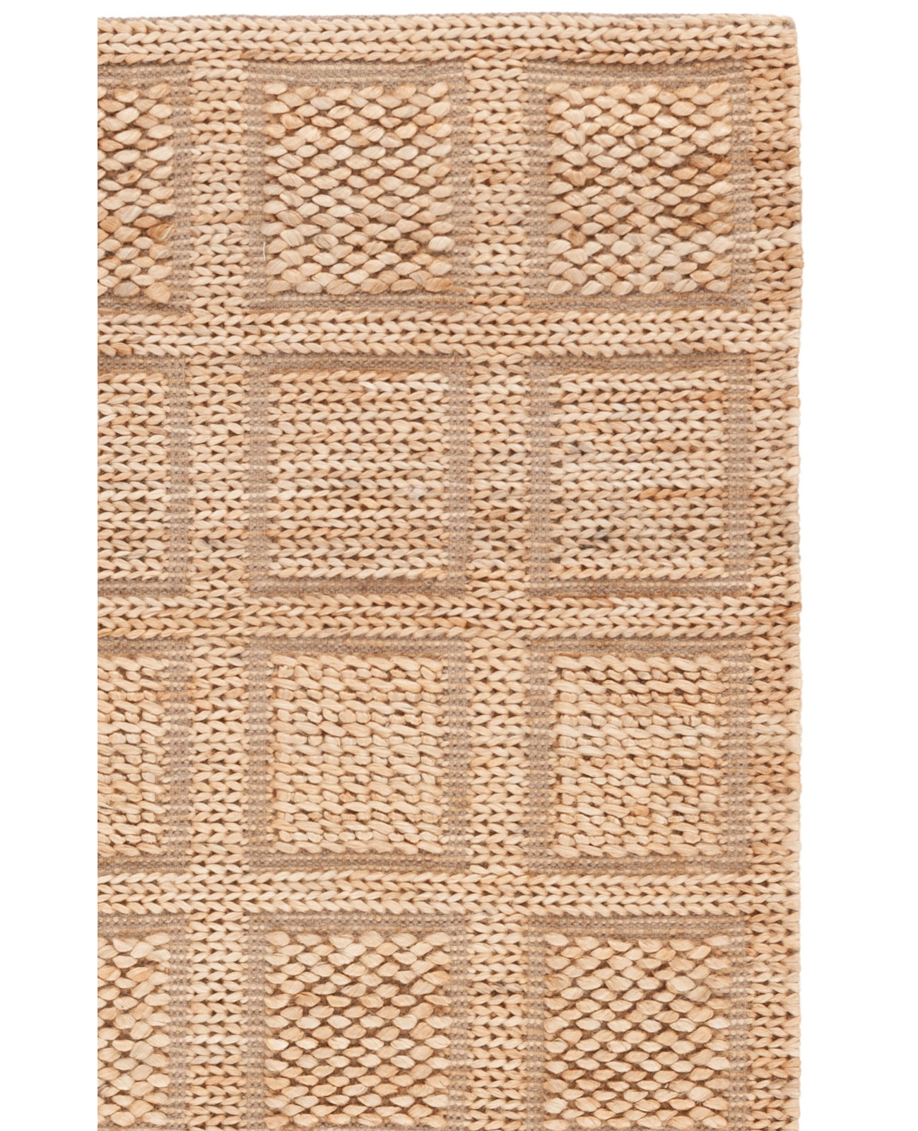 Hand-Woven Plaid Jute Rug, Rectangle 4' x 6'