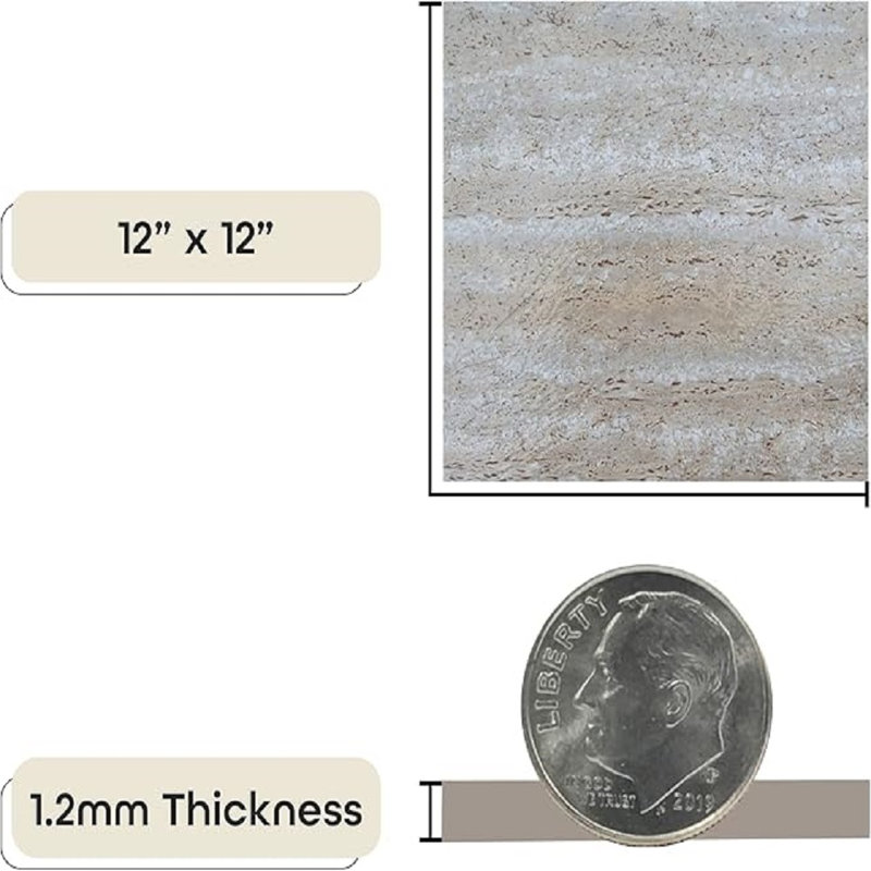 Woven Trends Tivoli Self Adhesive Vinyl Floor Tiles, 45 Pcs, 12" X 12", Travertine Marble