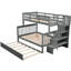 Lit superposé simple avec lit gigogne simple, rangement gris et organisé, garde-corps, unité de chambre à coucher-1288954151