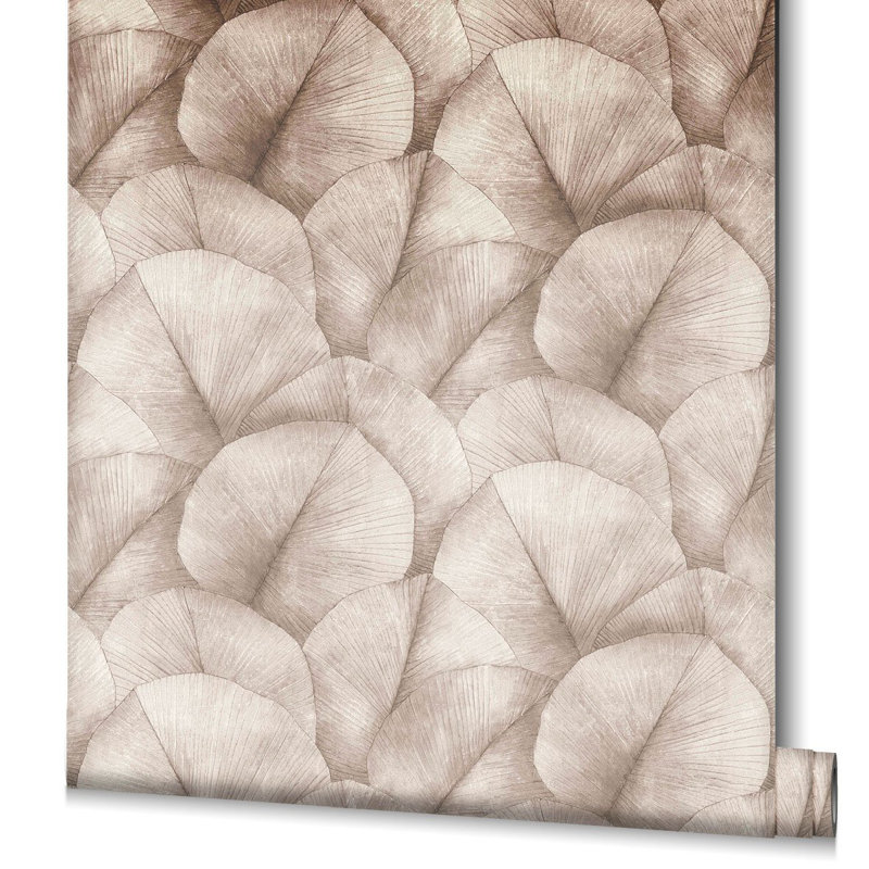 Kumano Repeatable Palm Leaf 4-Panel Wall Mural, Brown