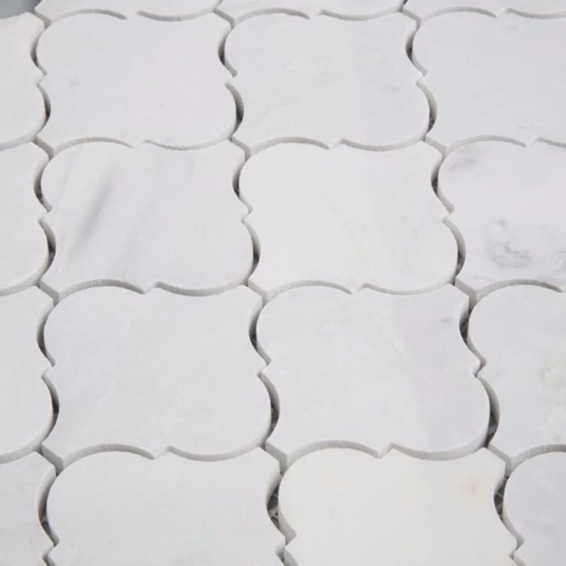 2" x 2" Marble Arabesque Mosaic Wall & Floor Tile, Honed Oriental White