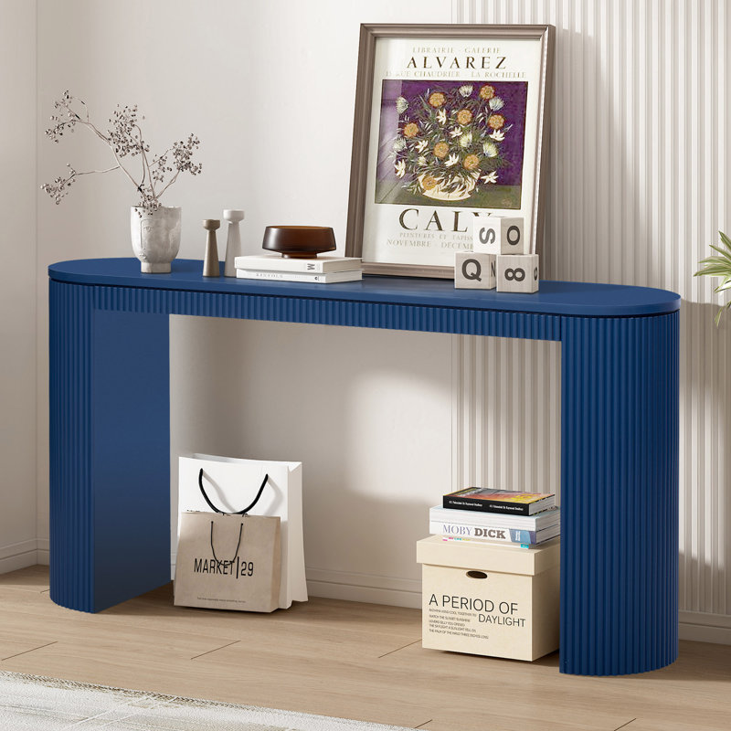Console moderne cannelée de 59,2 po , Marine, Non, 31.8" H x 59.05" W x 14.9" D