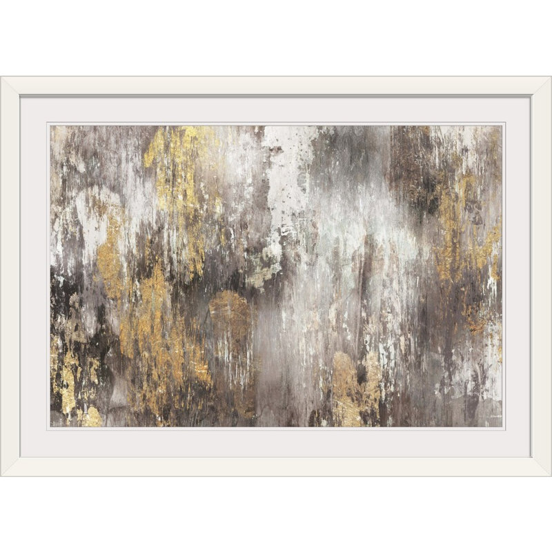 « Gold Ikat » Kaysen - impression, Cadre blanc, H 28 po x l 38 po x P 1 po