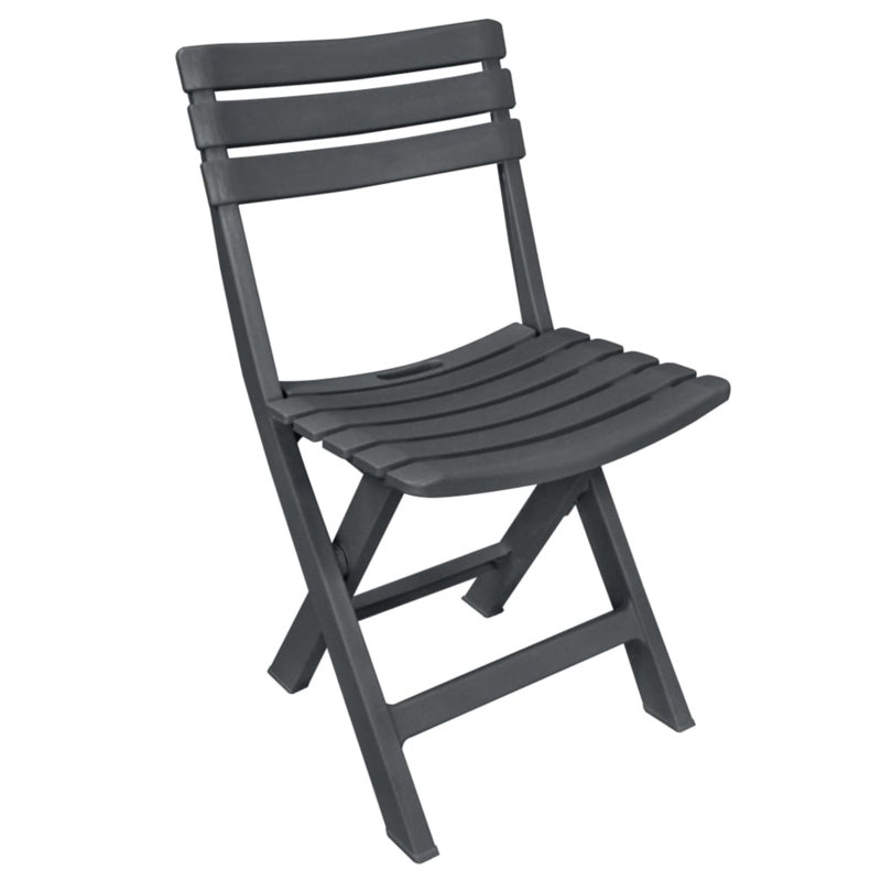 Ensemble bistro de patio et chaises pliantes 3 pièces, Gris anthracite