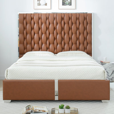 Structure de lit tapissier en cuir Rollie