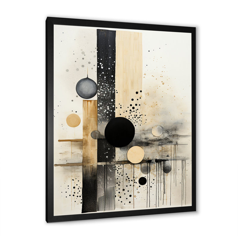 Monochromatique Fusion III - Collages abstraits, art mural, salon, H 20 po x l 12 po, Impression noire sur toile encadrée