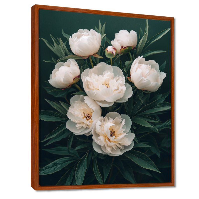 Art sur toile, pivoines sombres II, Brun, Reproduction avec cadre flottant, H 44 po x l 34 po