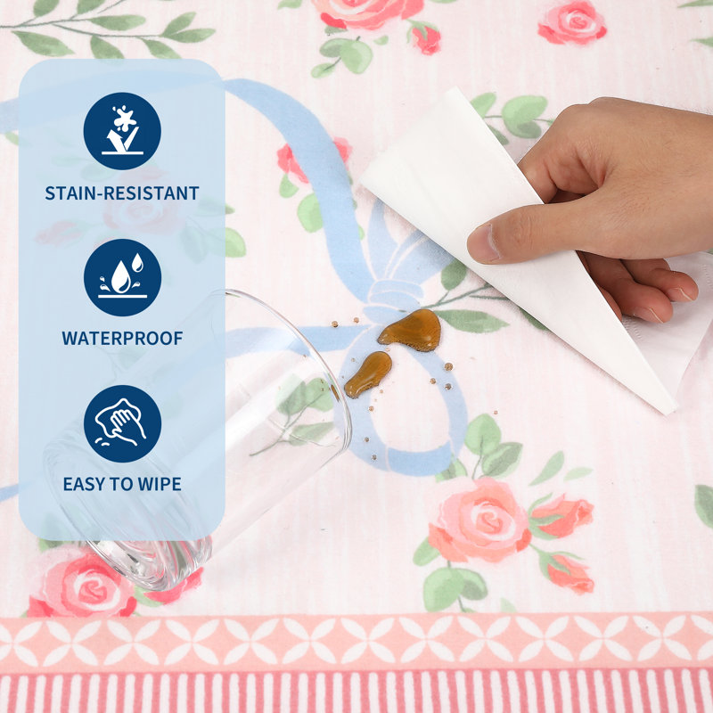Washable Area Rug Bow Décor, Pink/Blue, Runner 2'6" x 8'