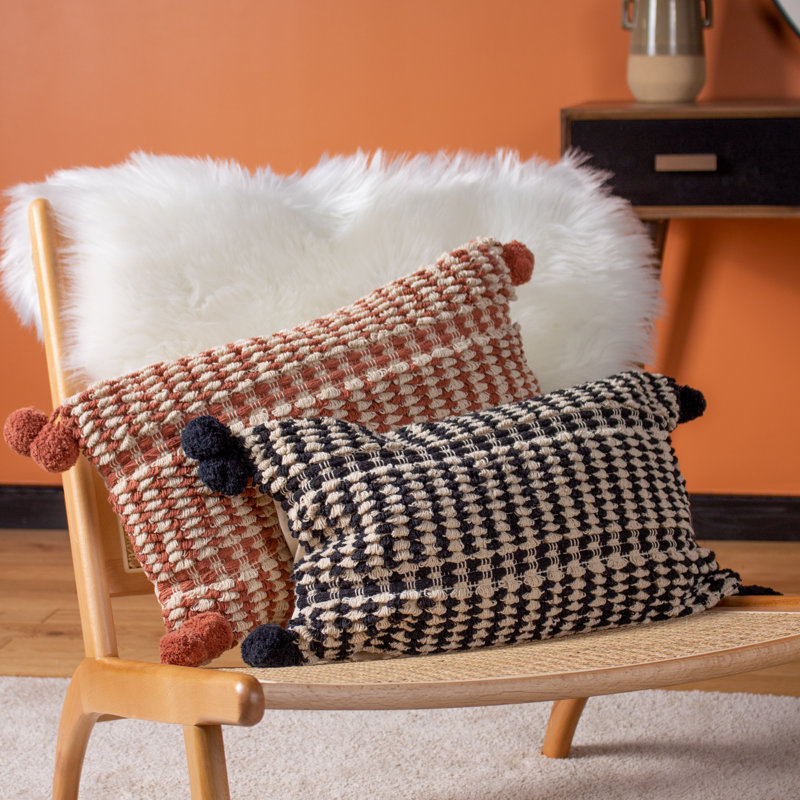 Striped Rectangular Throw Pillow Cover, Brick