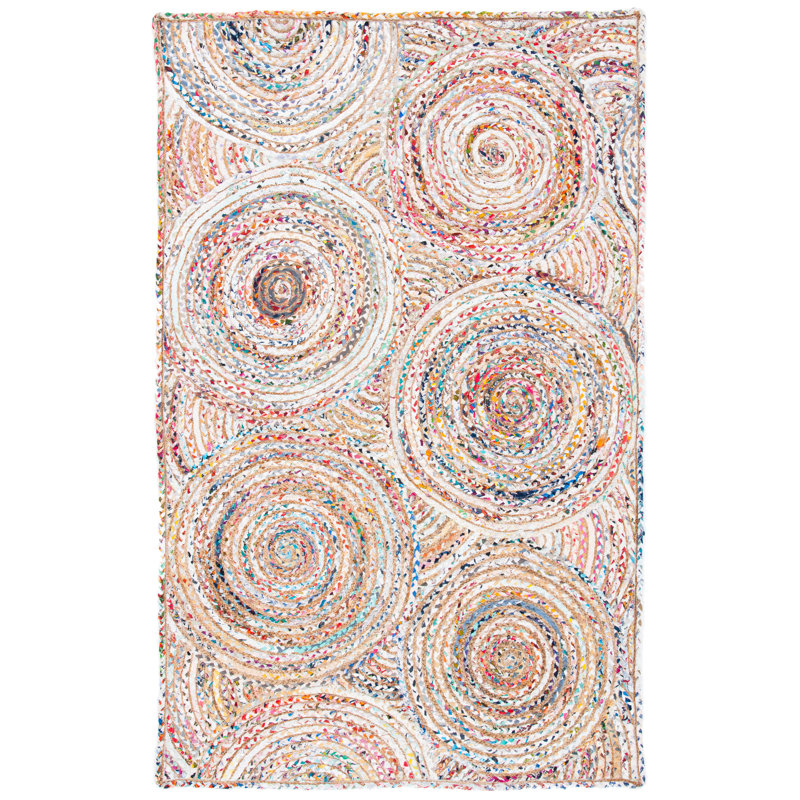Tapis beige / blanc tissé à la main Demaio, Rectangle 2 pi x 3 pi