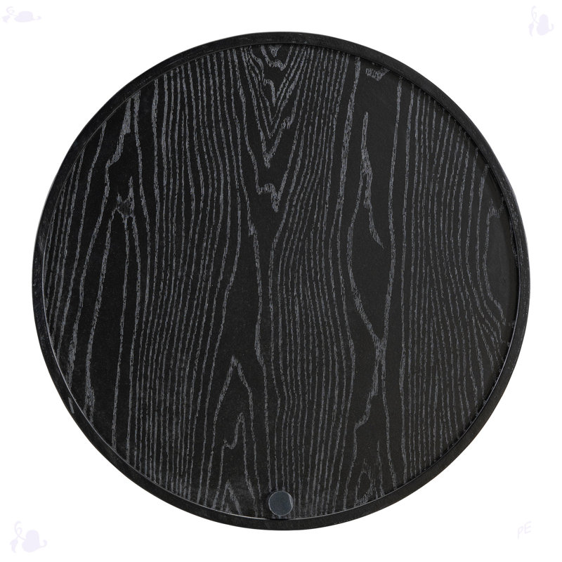 Modern Round Wood Rotating Tray Coffee Table With Storage, Black