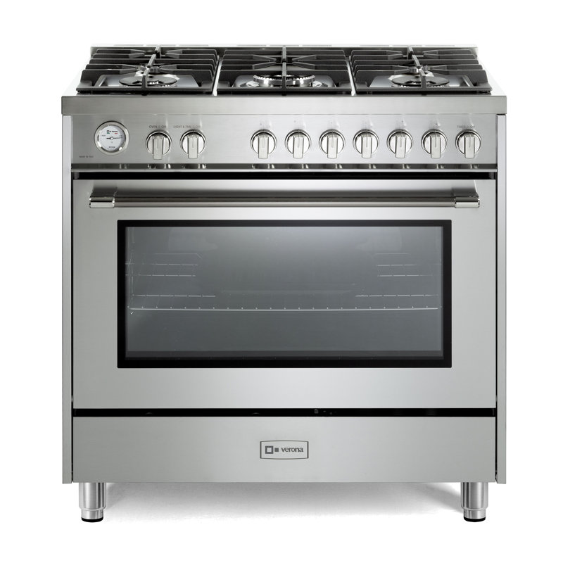 Verona Prima 36" 5 Burner Single Dual Fuel Range Stainless, Natural Gas