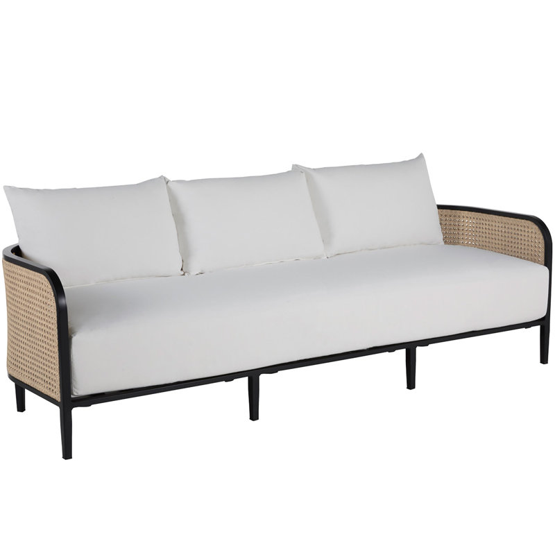 Havana (Cane) Sofa, Black, No welt/Standard fill, Verona Mist