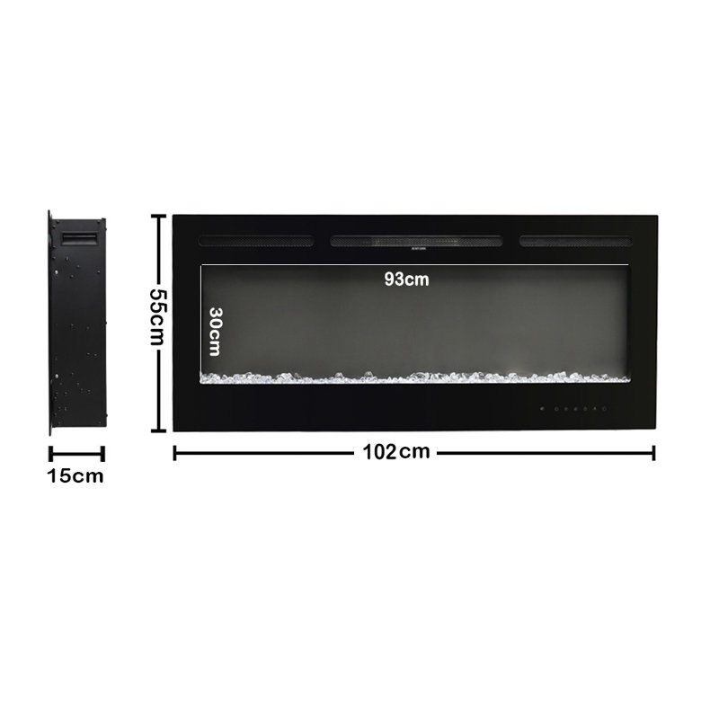 Adrianne Recessed/Wall Mounted Electric Fireplace Adjustable Flame with Remote, 54.4cm H x 101.6cm W x  14cm D
