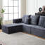 Canapé modulaire en velours côtelé à assise profonde, porte-gobelets, 6 sièges, gris, moderne, sans assemblage, idéal pour se détendre en famille - confort-1468308153