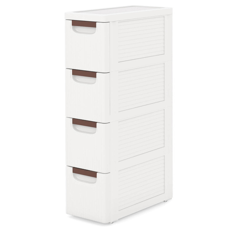 Inbox Zero 1 Pcs 4-drawer Narrow Rolling Storage Cabinet With Pull Handles Built-in Wheels