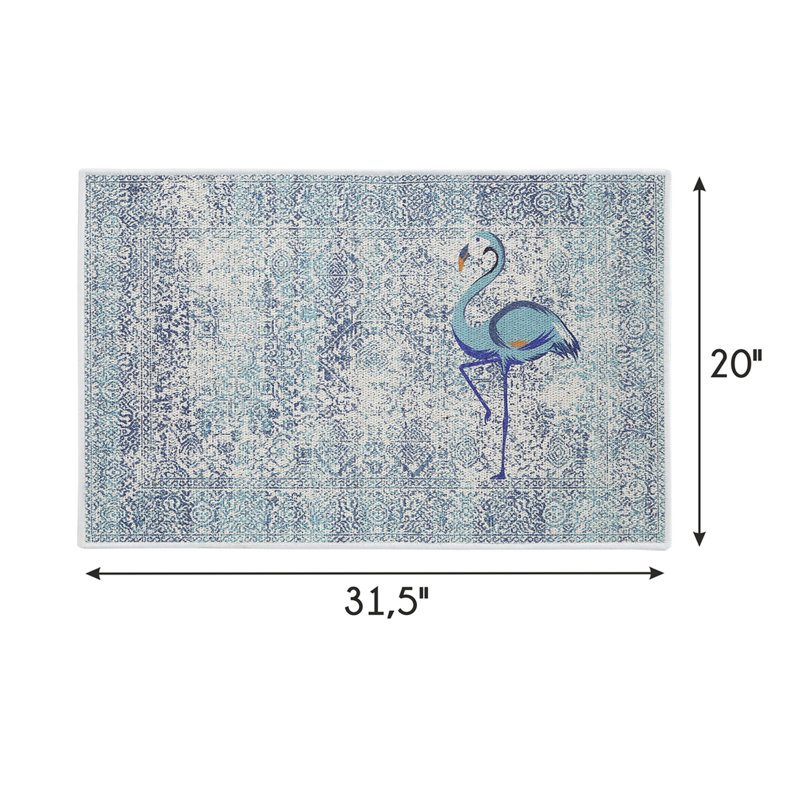 Tapis gris / bleu en coton