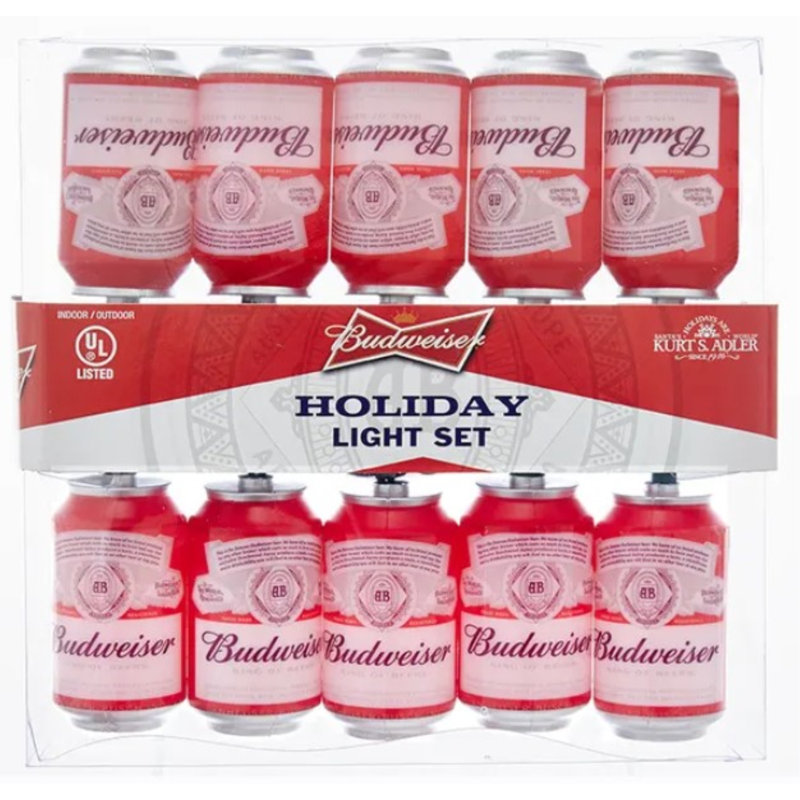 Kurt Adler Indooroutdoor String 10-Light Set, Budweiser Can Light Set, 11.5 Feet