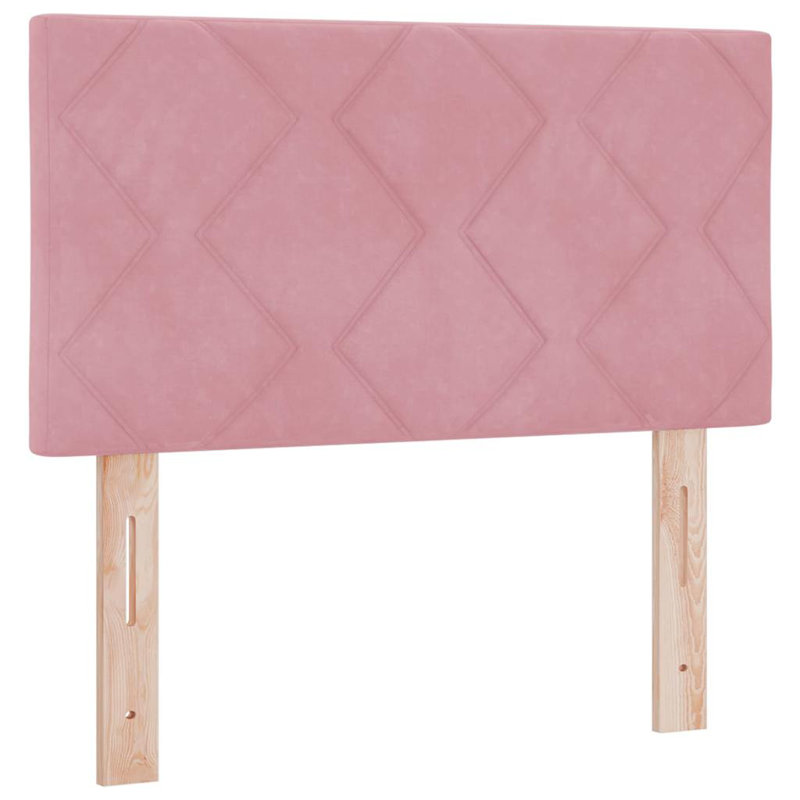  Headboard Wall-Mounted Geometric Manual Velvet, 78cm H x 80cm W x 7cm D, Pink