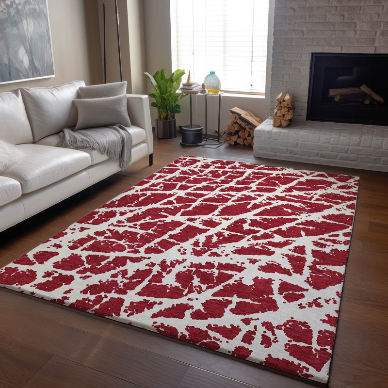 Tapis rouge Cerrito AMF501 lavable à la machine de qualité supérieure, Rectangle 2 pi 6 po x 3 pi 10 po