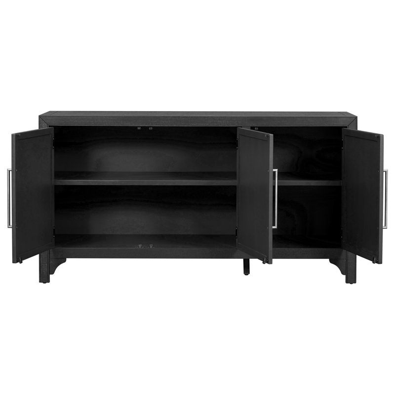 Buffet de rangement U_Style conçu avec panneau de fibres à densité moyenne et placage de pin, Noir