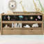  Lit mezzanine bas simple en bois avec tablettes de rangement, tableau noir et lit gigogne, noyer-1401292460
