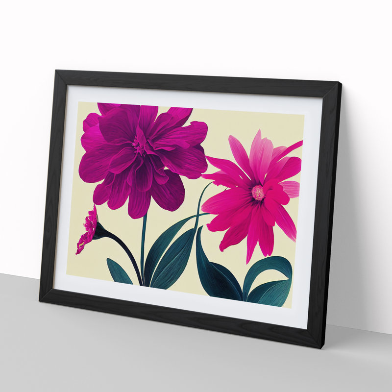 Enigmatic Flowers - Single Picture Frame Print, 46cm H x 64cm W x 2cm D, Black Framed