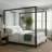 Queen Size Canopy Bed Luxury Contemporary Style Jet Black Metal Frame With Plush White Bouclé Upholstery
