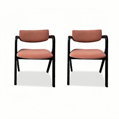 Chaise d'appoint à dossier rose uni (ensemble de 2)