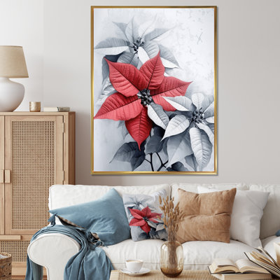 «Poinsettia Passion II» rouge et gris - reproduction sur toile