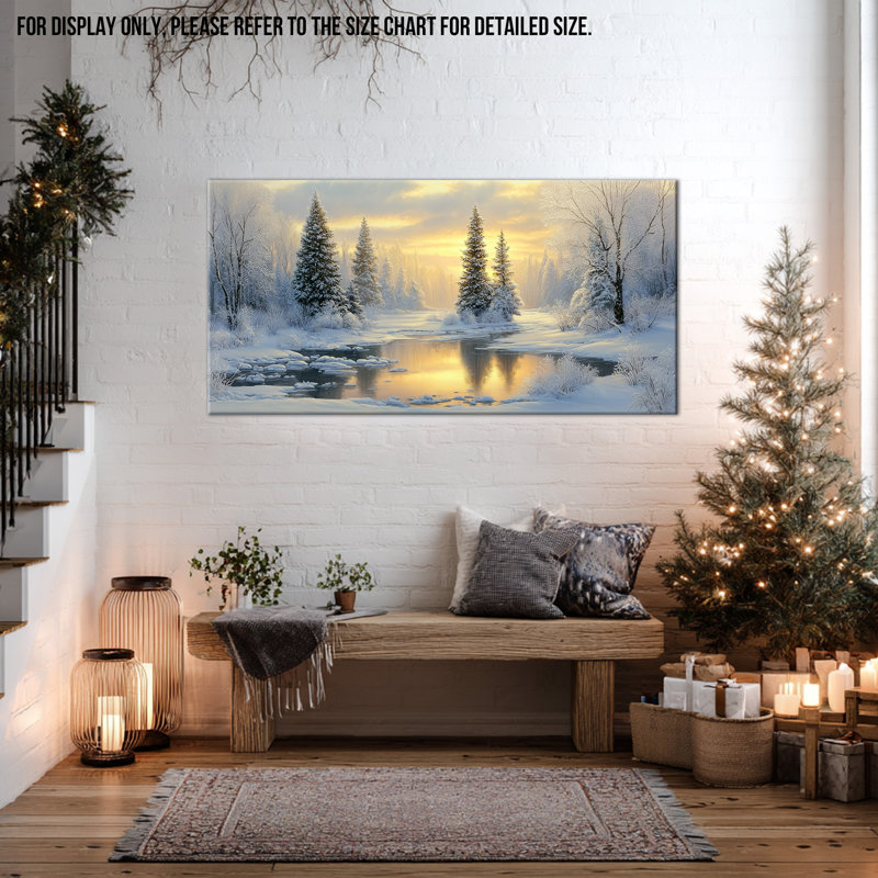 Grandes photos d'hiver - art mural sur toile scène d'hiver pour le salon, forêt d'hiver, peinture murale sur toile encadrée 30 po x 60 po