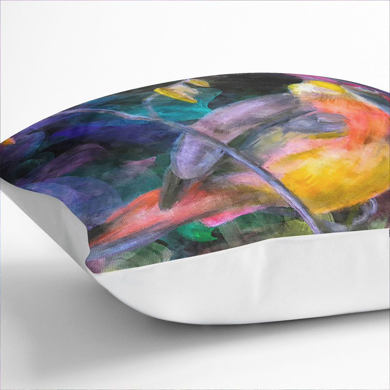 Colourful Bird Square Throw Cushion, White, 40cm H x 40cm W x 15cm D